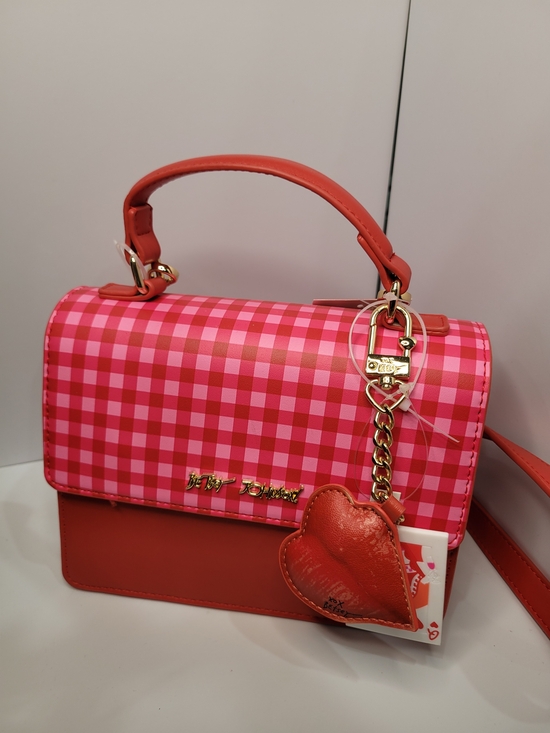 Betsey Johnson Handbags - 👉✨️Betsey Johnson Red/Pink Queen Of Hearts Gingham Top-Handle Crossbody Bag